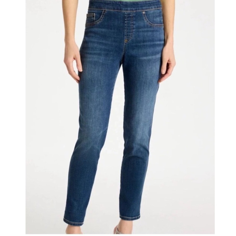 Chico's Jeggings Women 12R Blue Medium Wash Pull On‎ High Rise Slim Denim Pants
